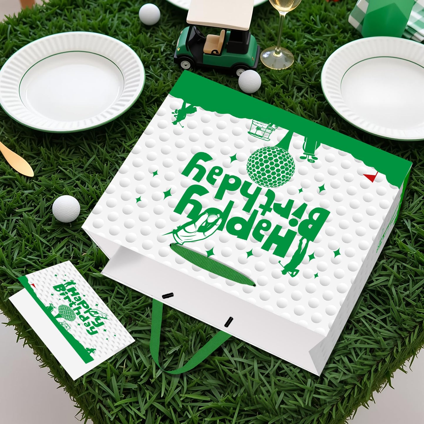 Jiaoiudi Golf Gift Bag with Tissue Paper Greeting Card Golf Goodie Bags Large with Handles