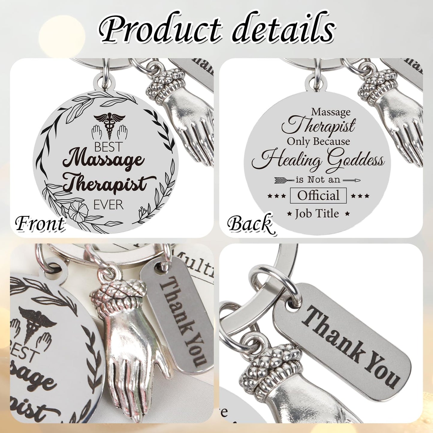 Thrist Birthday Massage Therapist Gifts Keychain Best Massage Therapist Ever Healing Key Chain Gifts for Nurses Nursing Mothers Day Gift Work Accessories Essentials