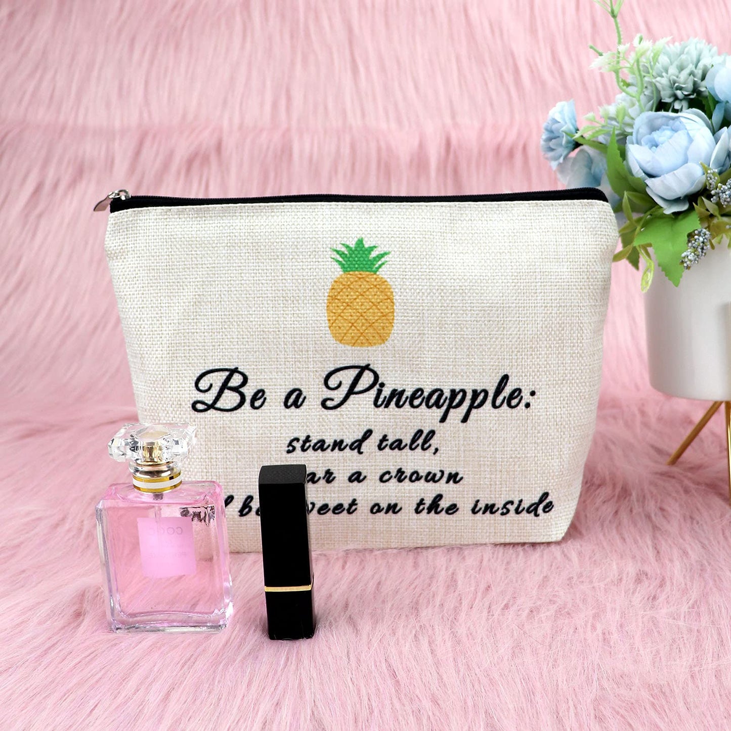 Sfodiary Pineapple Lovers Gifts Makeup Bag Inspirational Birthday Gift for Daughter Pineapple Gifts for Women Teens Encouragement Gift for Her Motivational Graduation Gifts Travel Cosmetic Pouch