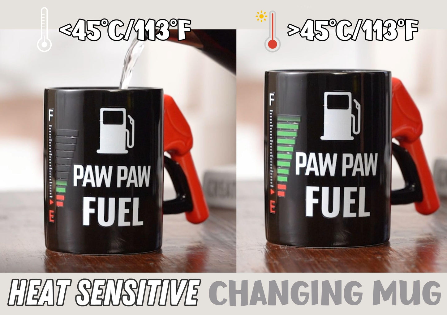 Onebttl Paw Paw Gifts, Pawpaw Fuel Color Changing Coffee Mug with Fueling Nozzle Handle, Gifts for Grandpa, 13.5oz/400ml Funny Ceramic Mug for Christmas, Father's Day