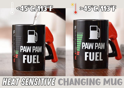 Onebttl Paw Paw Gifts, Pawpaw Fuel Color Changing Coffee Mug with Fueling Nozzle Handle, Gifts for Grandpa, 13.5oz/400ml Funny Ceramic Mug for Christmas, Father's Day