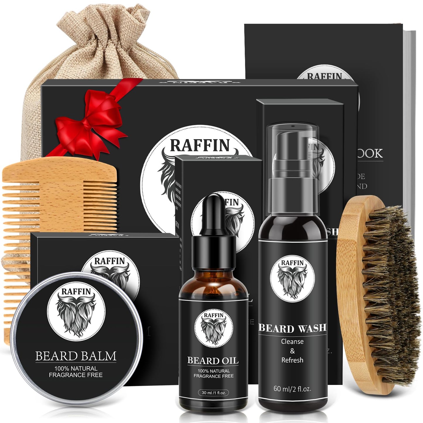 Gifts for Men - Beard Kit w/Beard Oil & Balm, Beard Brush & Comb, Beard Wash/Shampoo for Men's Self-care, Fathers Day & Birthday Gifts for Husband Dad Him Boyfriend, Dad Day Gifts from Daughter Son
