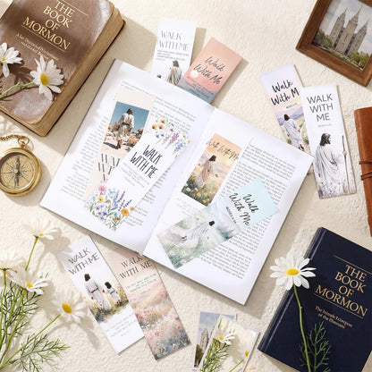 Eaasty 100 Pcs LDS 2026 Youth Theme Bookmarks, Walk with Me Bookmarks for The Church of Jesus Christ, Latter-Day Saints Mormon Church Gifts