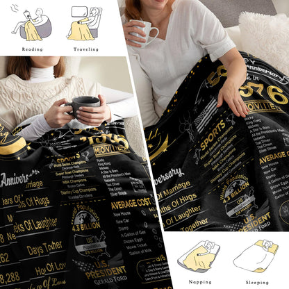 elseven 50th Anniversary Wedding Gift 50th Wedding for Her 50 Year Anniversary for Couples Wife Husband Best Anniversary Blanket Present Throw Blanket 50x60 Inch, Golden