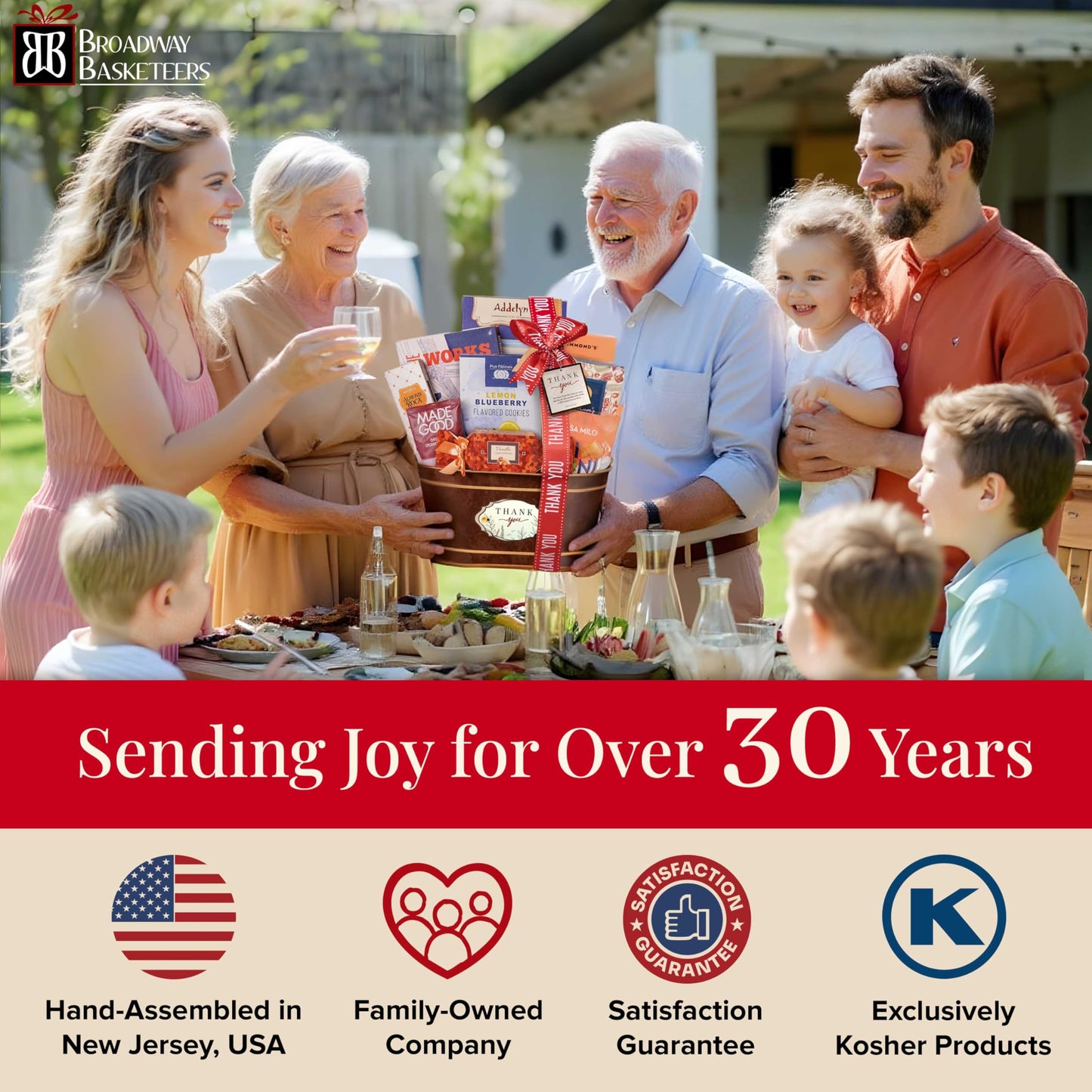 Broadway Basketeers Thank You Gift Basket Send Your Appreciation with This Beautiful Display Basket. Enjoy the Large Assortment of Sweets and Savory Treats, Perfect for Mom Dad Friends