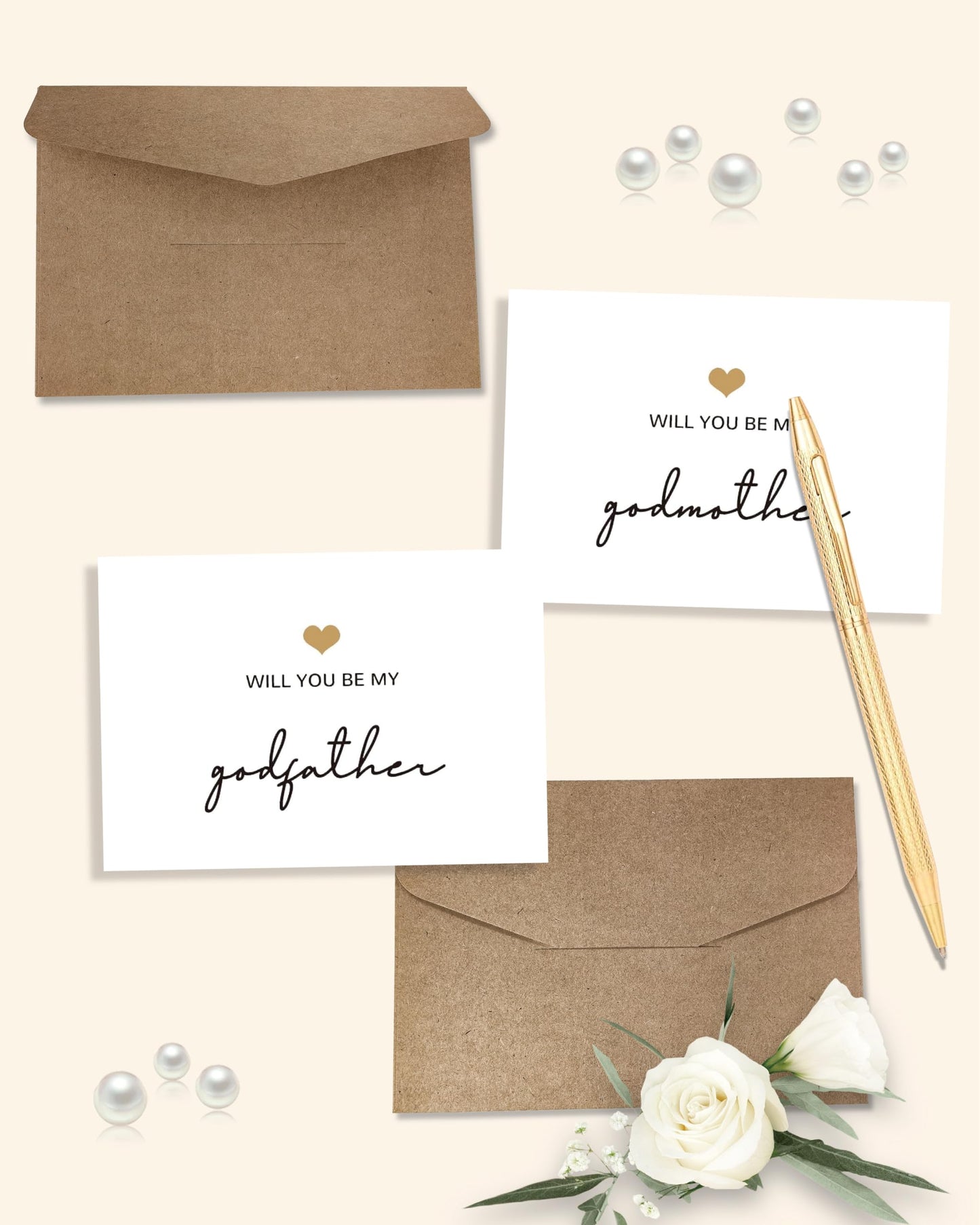 Will You Be My Godparents, God Parent's Proposal Cards Gifts with Envelope, Cute Gifts for Godparents On Wedding Day. （Godfather/Godmother B）