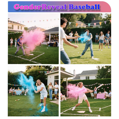 Gender Reveal Baseball with Powder - 2 Pack Gender Reveal Baseballs Filled with Blue and Pink Powder for Boy or Girl Baby Reveal Party Ideas for Decorating