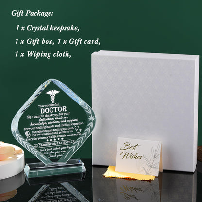 Movdyka Doctor Appreciation Gifts for Men Women Engraved Crystal Plaque Keepsakes Doctor Thank You Gift for Him Her Doctors Day Present Christmas Thanksgiving Birthday Retirement Best Dr. Decor