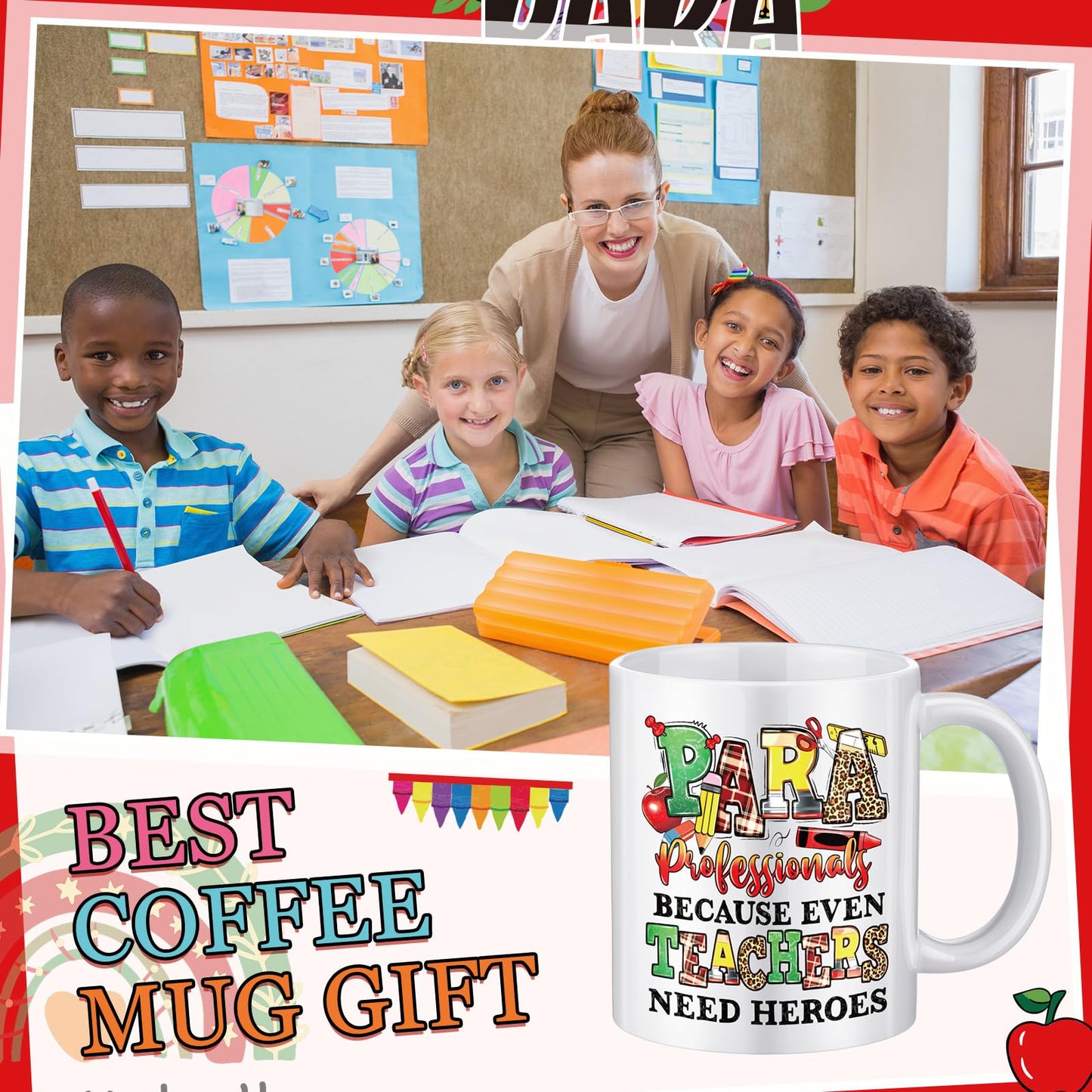 Didaey 12 Pcs Teacher Gifts Mugs Bulk, End of Year Gift for Teacher Para Paraprofessional Mug 12 oz Coffee Mugs Thank You for Grad Paraeducators, Staff
