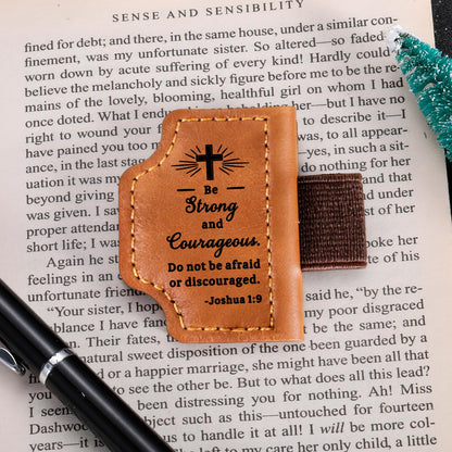 Leather Magnetic Bookmarks Christian with Pen Holder - Bible Magnetic Bookmarks for Men Kids Baptism Gifts for Boys Men Religious Gifts Bible Bookmark Accessories for Man Easter Basket Stuffers