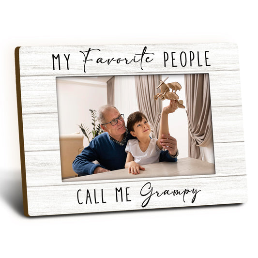 Grampy Gifts Picture Frame 4x6, Grampys Wooden Picture Frame, Christmas Fathers Day Birthday Gifts for Grampys from Grandkids, Call Me Grampy Decorative Photo Frames for Table Desk Decor