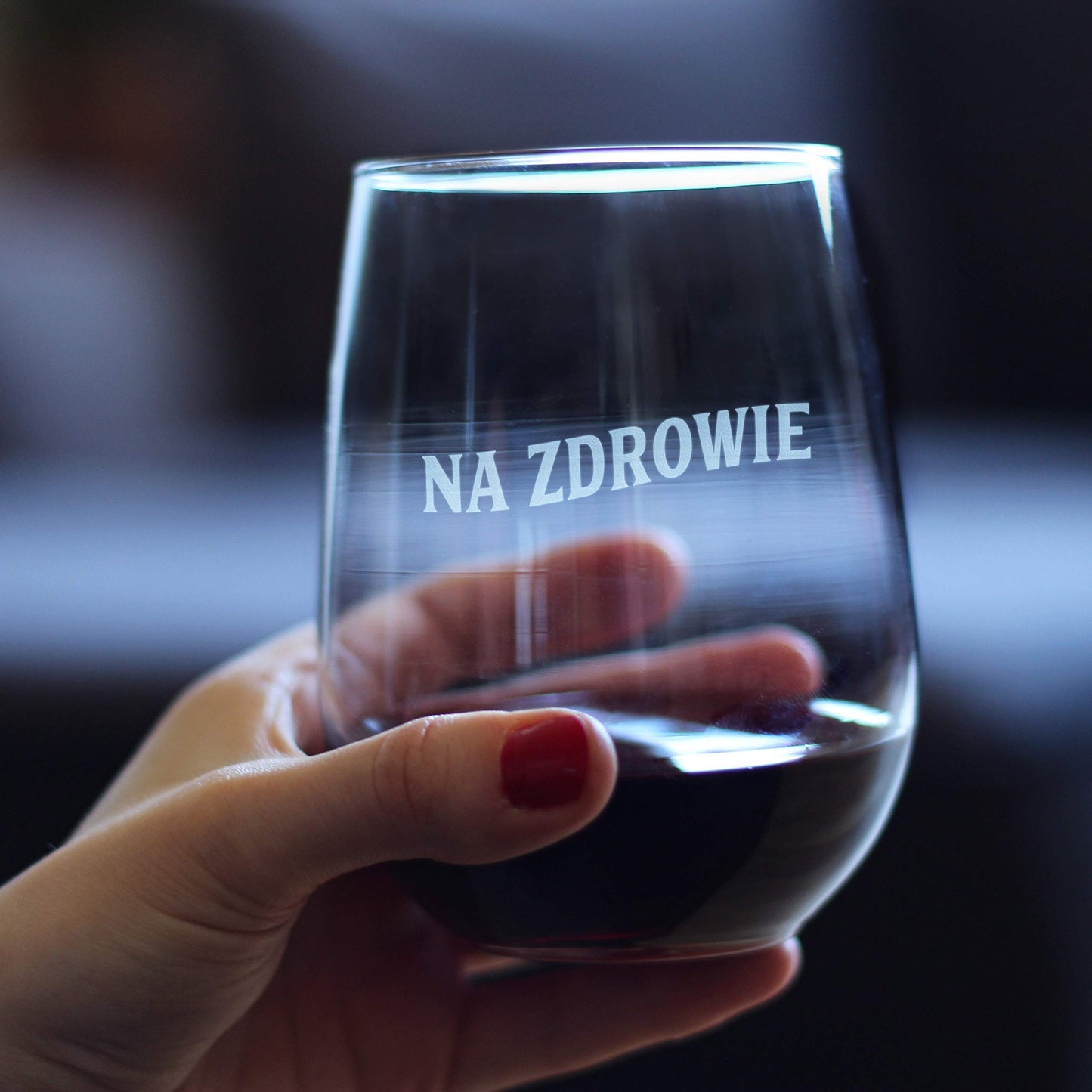 Bevvee Na Zdrowie Polish Cheers - Stemless Wine Glass - Cute Poland Themed Gifts or Party Decor - Large 17 Ounce
