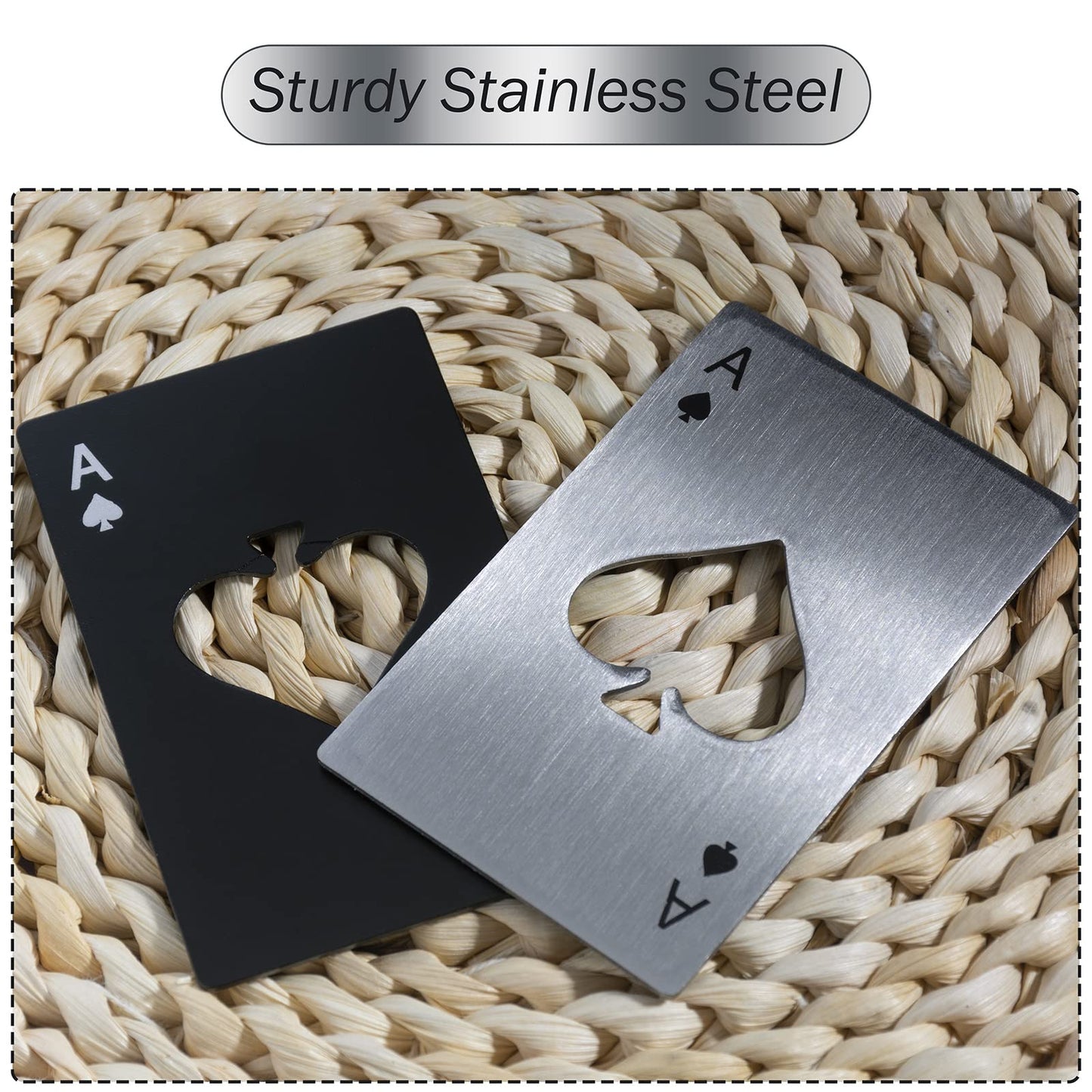 Wine Bottle Opener Stainless Steel Credit Card Size Casino Beer Bottle Opener Cap Opener for Your Wallet Wedding Party Groomsmen Bridesmaid Gifts 6 Pcs (Black)