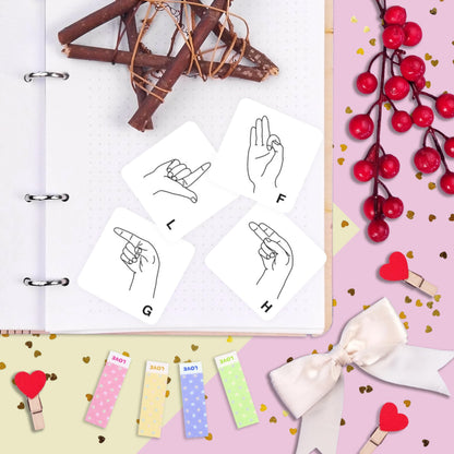 BulbaCraft 100Pcs Sign Language Stickers Alphabet, ASL Stickers for Water Bottle and Laptop - Sign Language Party Favors & Decorations, Waterproof Vinyl Decals, Gifts for Women & Men