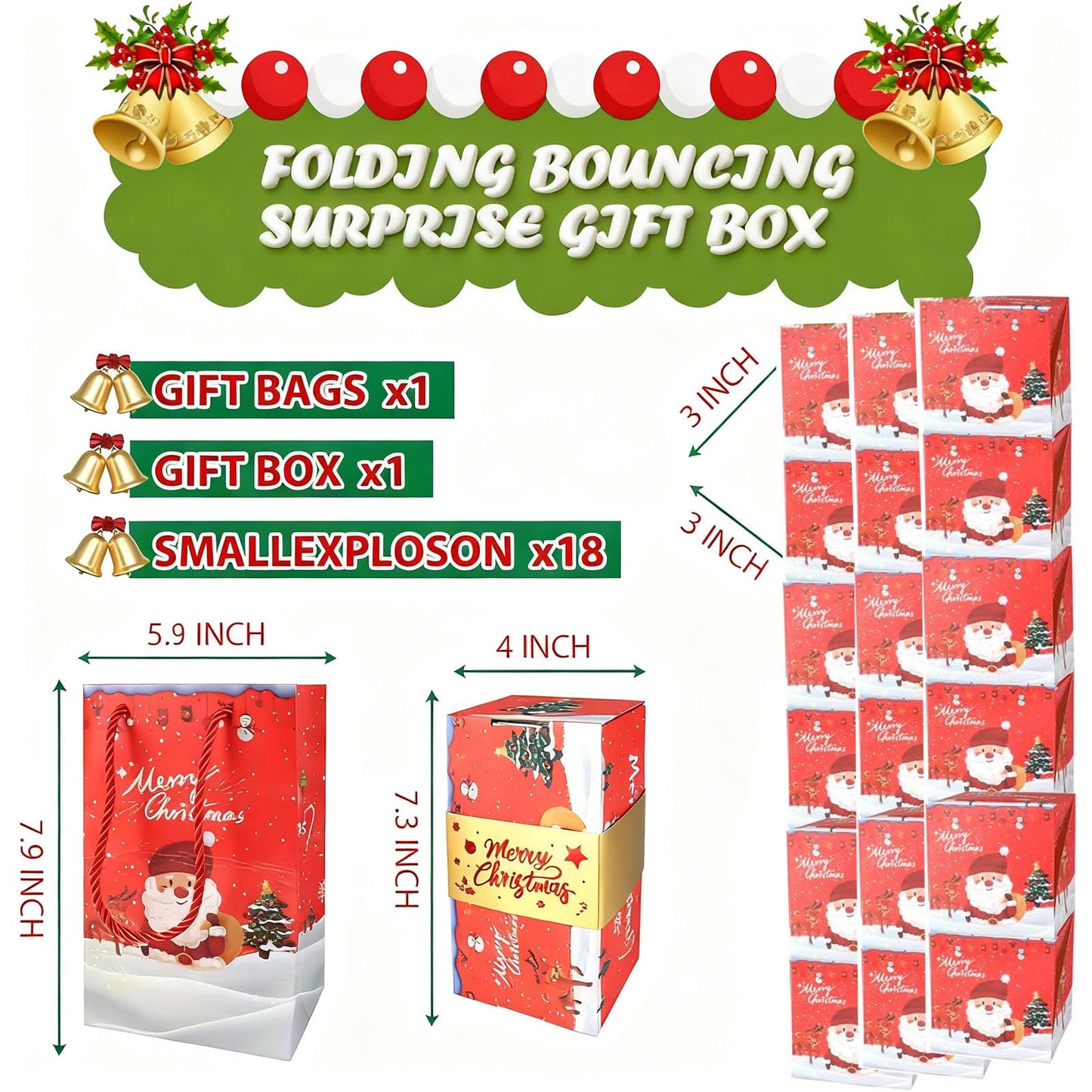 Surprise Gift Boxes for Money(18 Bounces), 2025 Newly Folding Pop-Up Explosion Box for Christmas Birthday Anniversary Valentine (Red)