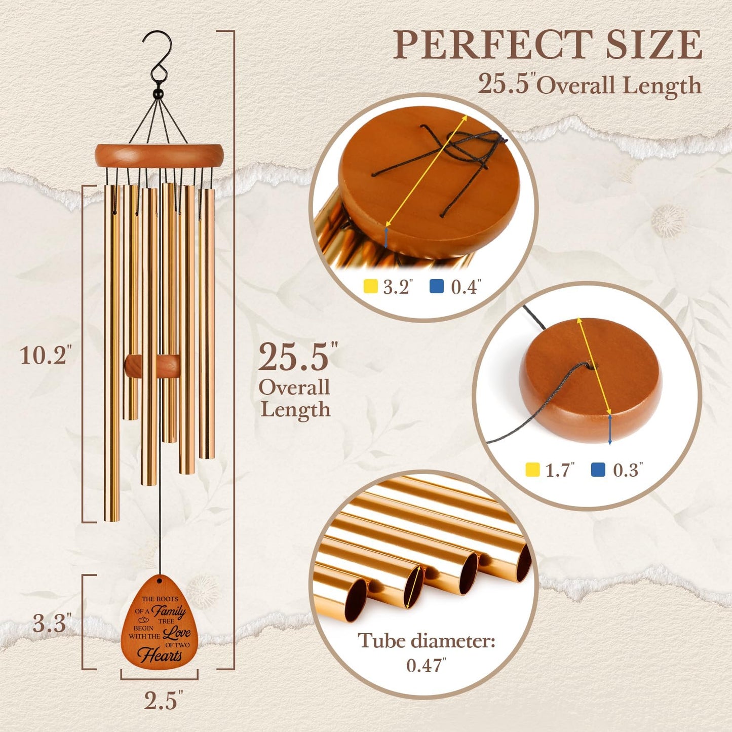 25th Wedding Anniversary Wind Chime, Happy 25th Anniversary Romantic Gifts for Couple, Parents, Wife, Husband, Friends, Sliver Wedding Anniversary's Keepsake Gifts Ideas