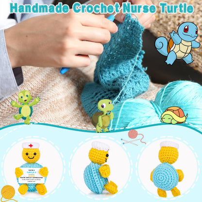 JoycuFF Nurse Graduation Gifts - Funny Turtle Nurses Appreciation Gifts for Women Men Thank You Nurse Week Gift Graduation Gift Handmade Emotional Positive Nurses Crochet