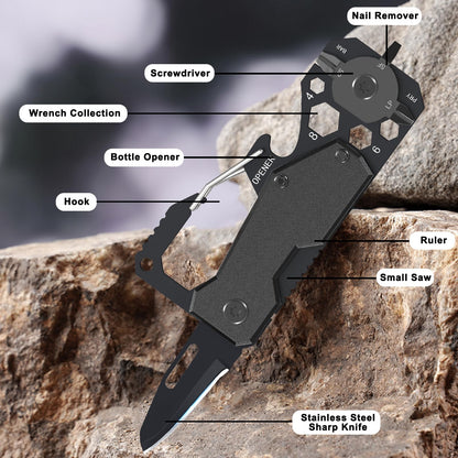 Cool Men Gift Ideas for Him - Fathers Day Dad Gifts Multitool Pocket Knife, Unique Birthday Gift for Husband Brother Boyfriend Adult, Keychain EDC Folding Knives with Clip Hand Tools Gadgets, Black