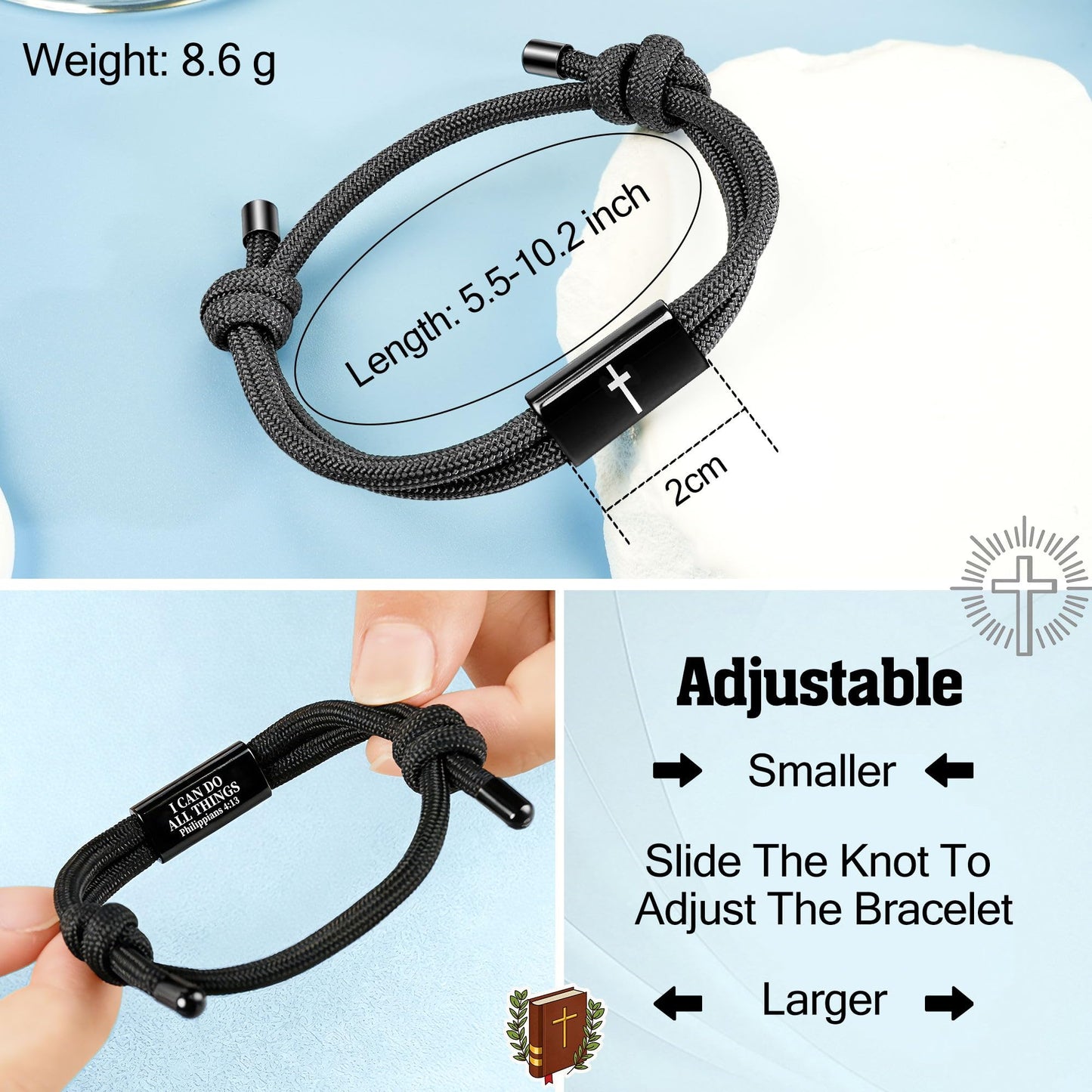 Trinckle 2026 Graduation Gifts for Boys, Kindergarten 5th 8th High School Middle School Cross Graduation Bracelet with Card and Box, Adjustable College Grad Gifts for Teen Boys Son Grandson Nephew