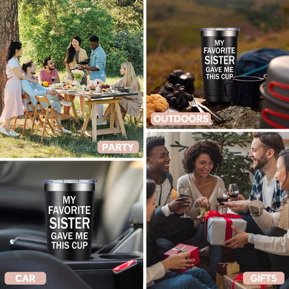 SpenMeta Brother Gifts from Sister - Funny Fathers Day Christmas Birthday Gifts for Brothers Adult - Best Brother Ever Gift - 20oz My Favorite Sister Gave Me This Cup