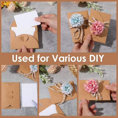 30 Pcs Mini Envelopes with Blank Cards, 4.02×2.76in Cute Envelopes with Heart Clasp, Paper Gift Card Holders, Tiny Envelope for Business Card, Weddings Favors, Greeting Cards