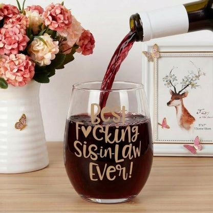 Mothers Day Gifts for Sister in Law, Sister in Law Gifts, Sisters in Law Birthday Gifts, Christmas, Wedding Gift from Brother or Sisters, Funny 13.5oz Wine Glass