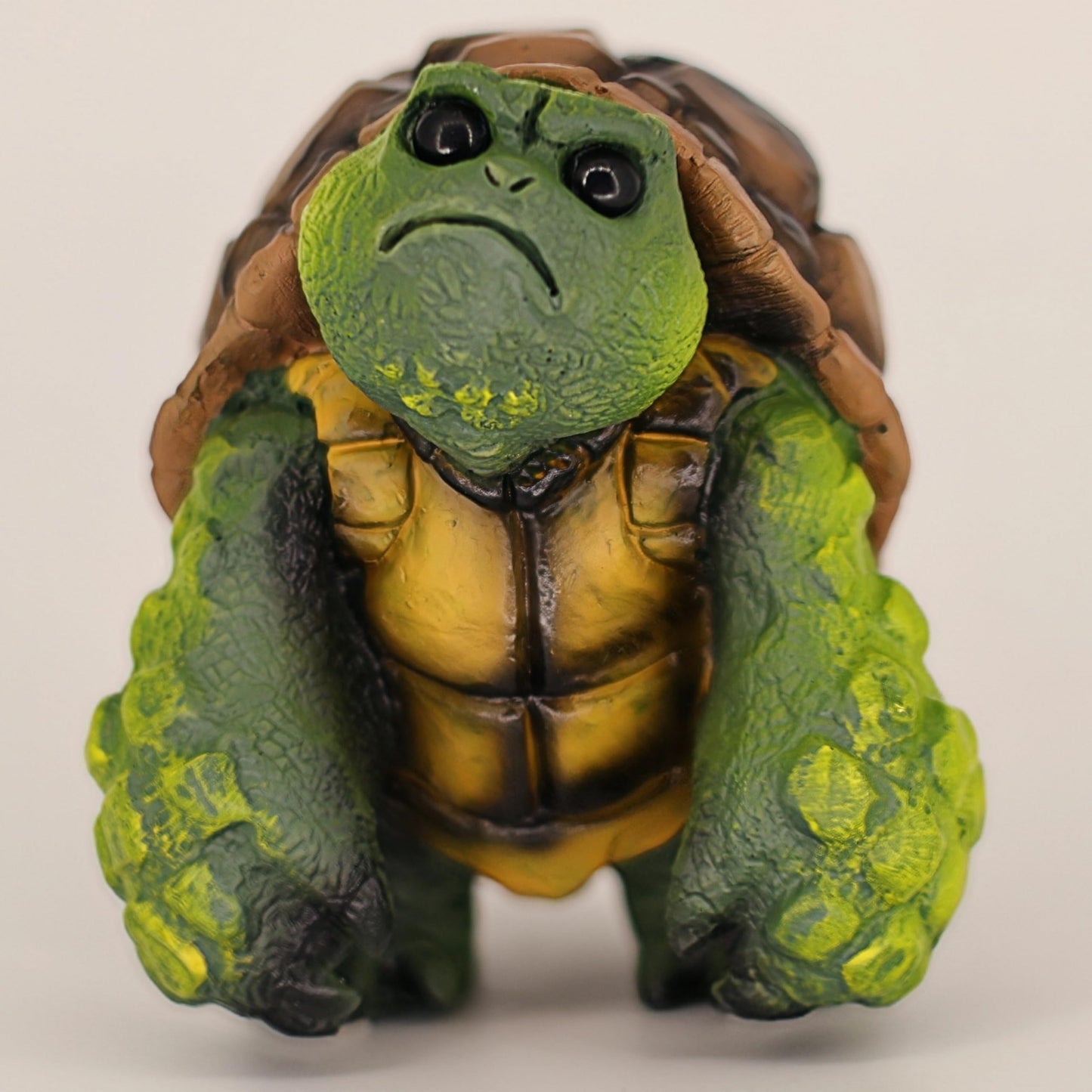 MOLMH Weird Stuff Grumpy Angry Turtle Statue, Hand-Painted Realistic Resin Sculpture, Unique Ugly Cute Garden & Desk Decor for Home Office, Novelty Gift Idea