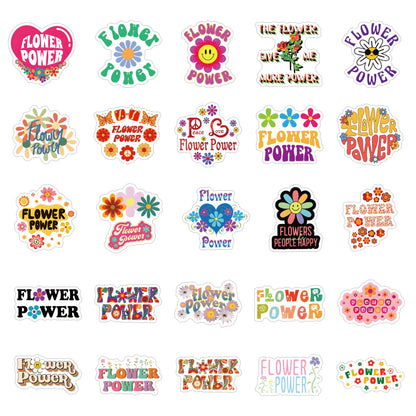 61PCS Flower Power Hippie Cute Cartoon Peace Love Waterproof Vinyl Stickers for Adults for Water Bottles Laptop Suitcase for Birthday Party Supplies Halloween Decoration Favors