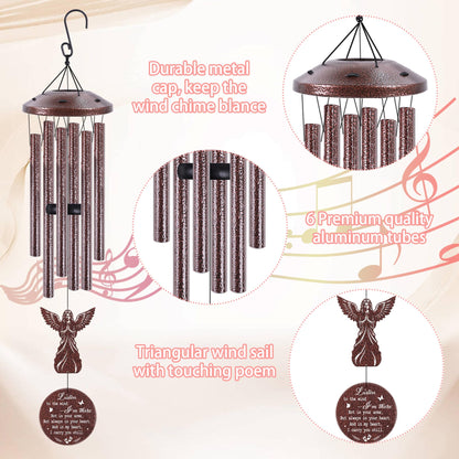 Miscarriage Sympathy Gifts for Mothers, Wind Chimes for Outside, Memorial Wind Chimes with Angel Charm and Sympathy Card for Baby Loss Gifts for Mom Garden Patio Porch