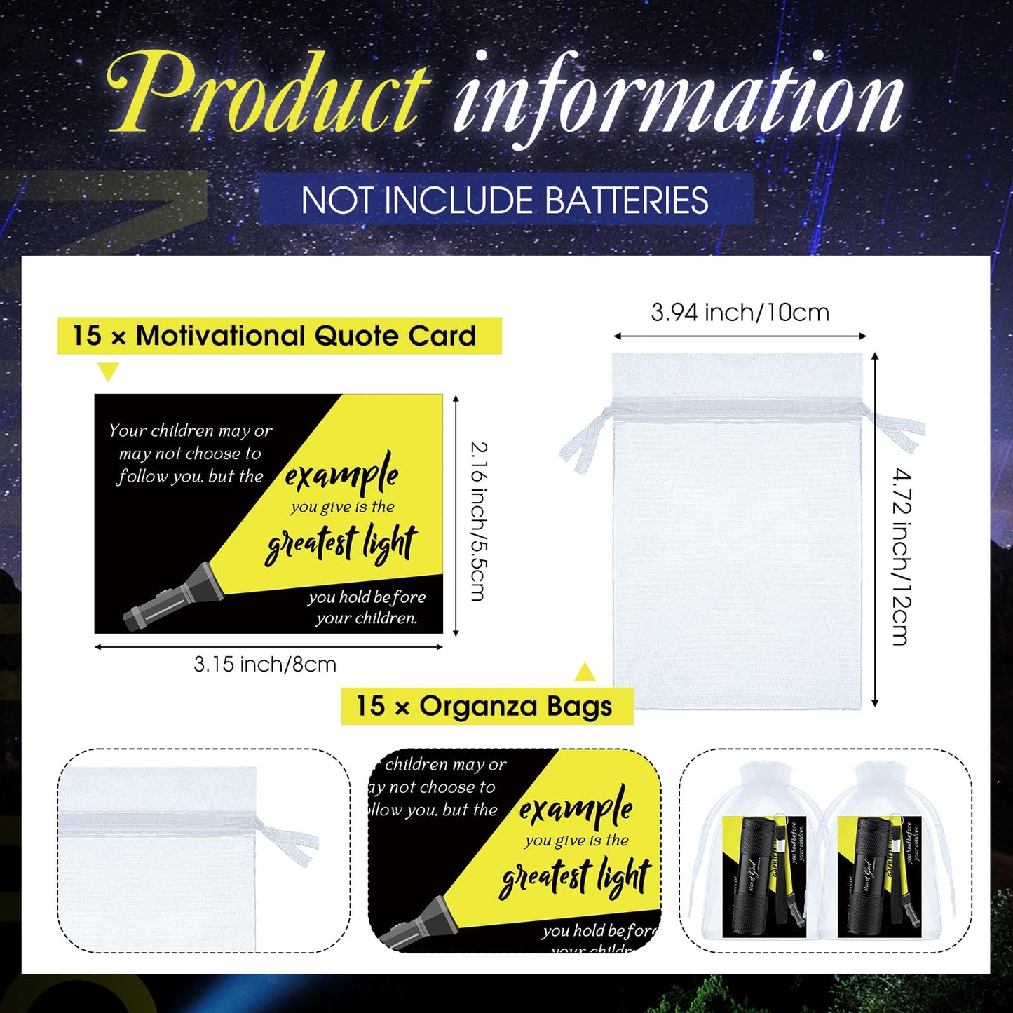 Coume 30 Sets Man of God Fathers Day Pocket Flashlight Gifts for Church Small Pocket Light Bible Verse Cards Motivational Quote Card and Organza Bags Thank You Gifts for Dad Husband Paster
