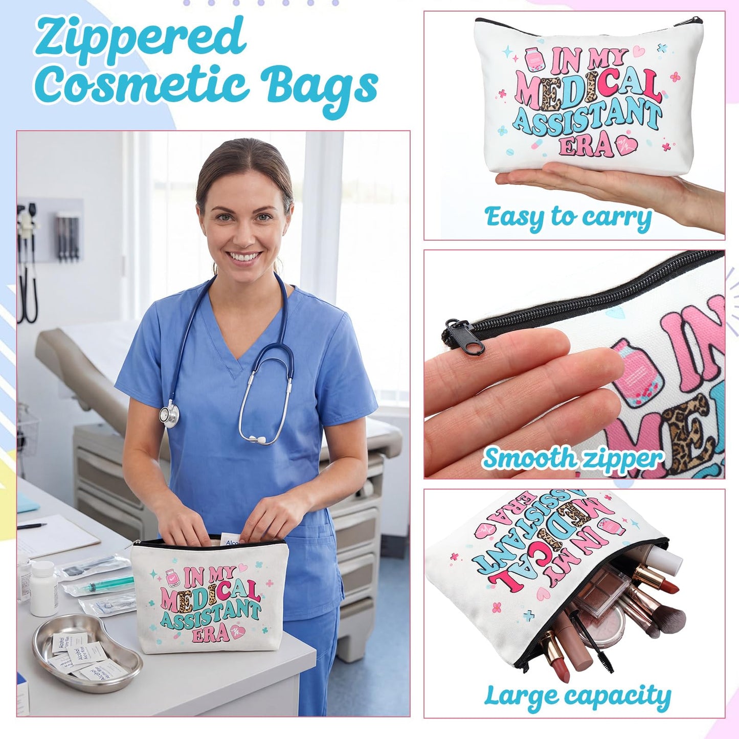 Glitopper 3 Pcs End of Year Medical Assistants Gift Set for Women Canvas Bags Socks Nurse Week End of Year Gift(Medical Assistant)