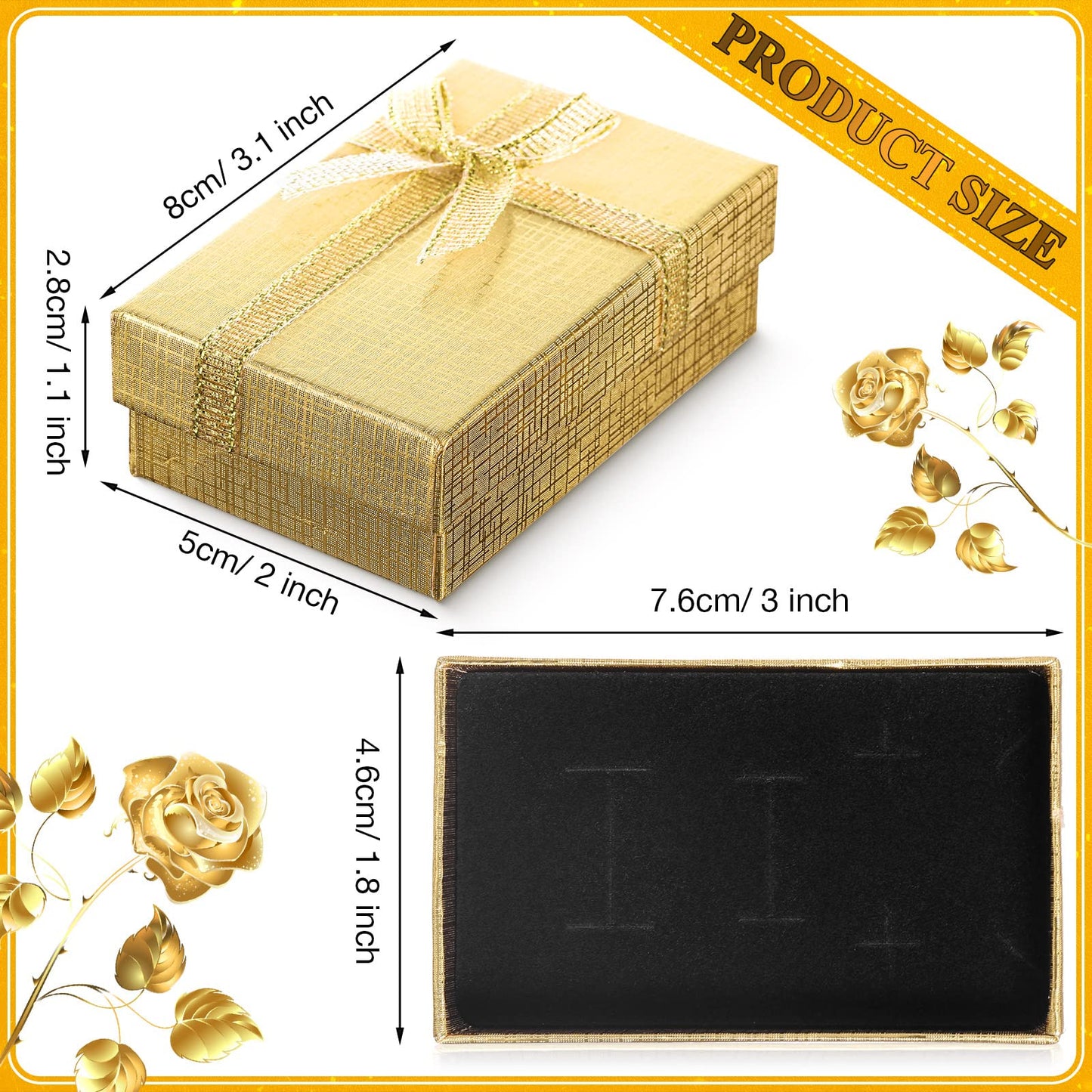 Kenning 36 Pcs Jewelry Gift Boxes Set Small Gift Boxes Bulk with Lids, 2 x 3.1 x 1.1 Inches, Mother 's Day Ribbon Bowknot for Rings Earrings Bracelet Necklace for Wedding Birthday Mother's Day