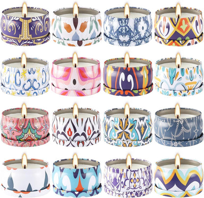 YOROXRG Scented Soy Wax Travel Tin Jar Candles - 2.5 OZ Gifts for Home, Mom - Christmas, Birthday, Thanksgiving, Mother's Day - 16 Pack