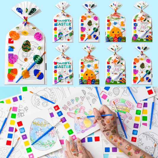Easter Gifts for Kids, 120Pcs Water Coloring Books & 320Pcs Temporary Tattoos Bulk with Goodie Bag for Easter Basket Stuffers Party Favors Classroom Prize School Activities Crafts Party Supplies