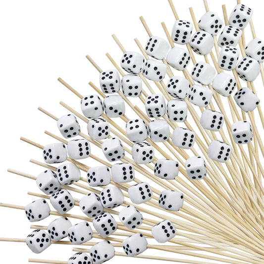 200Pcs Decorative Dice Cocktail Picks,4.7 Inch Casino Theme Party Toothpicks for Las Vegas Night Decorations Bunco Night Party Supplies