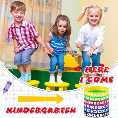 Simgoing 120 Pcs Kindergarten Rubber Bracelets Kindergarten Themed Silicone Wristbands Back to School Party Favors Classroom Decor Supplies Exchange Gifts