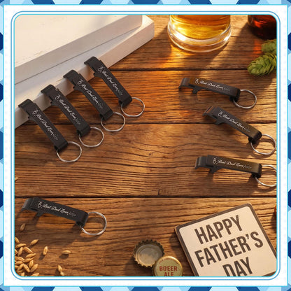 Funnymoom 30 Pcs Father's Day Party Favors Bulk Aluminum Bottle Opener with Keychains Best Dad Ever Wine Beer Opener Thank You Gifts for Happy Father's Day Dad Souvenirs Party Favors Supplies