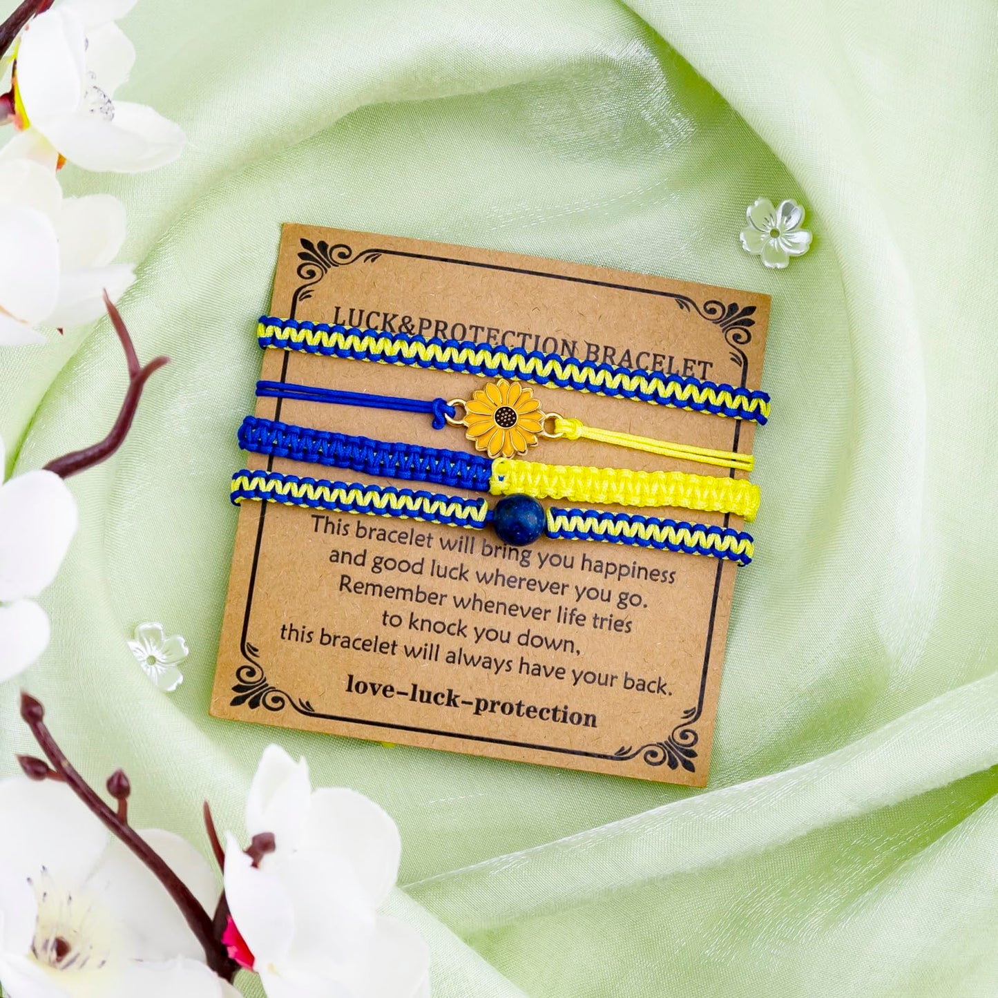 4 PCS Ukraine Keychain Bracelet Ukrainian Keychain Gifts Blue and Yellow Keychains Handmade Bracelets Ukraine Gifts Bracelet for Friend Women