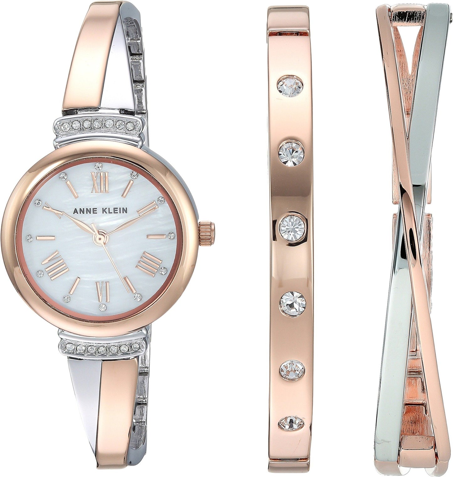 Anne Klein Women's Premium Crystal Accented Bangle Watch Set, AK/2245