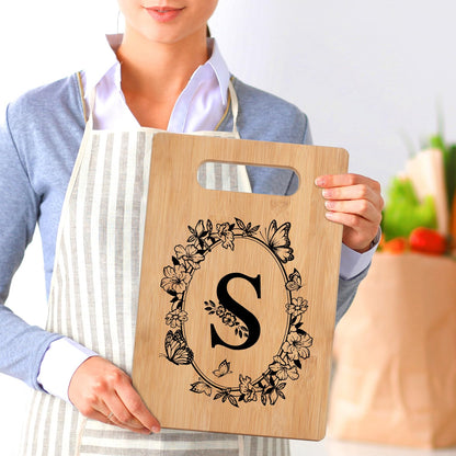 Personalized Cutting Board, Initial Christmas Birthday Gifts for Women Wedding Gifts for Couple, Monogrammed Gift for Women Sister Friend, Unique Gift for Christmas Anniversary Housewarming(Letter S)