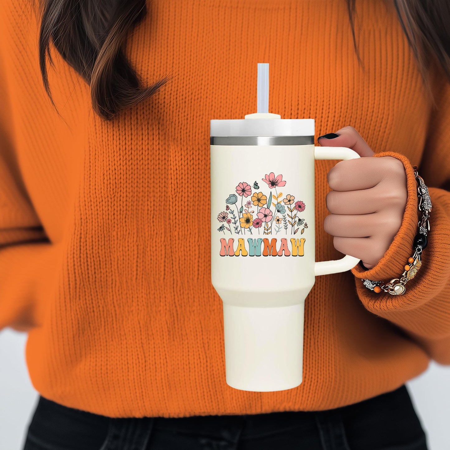 AMZUShome 40 oz Tumbler with Handle for Mawmaw.Mothers Day Tumbler Gifts for Mawmaw.Birthday Anniversary Christmas Mawmaw Gift.Mawmaw Cup Mawmaw Tumblers from Grandchildren.