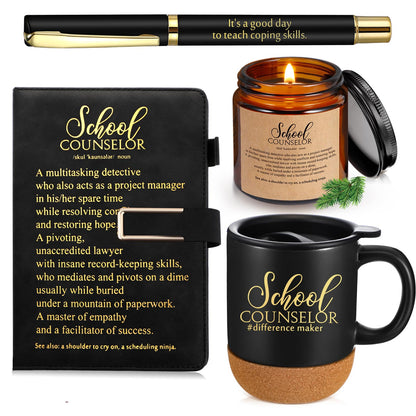 Didaey 4 Pcs School Counselor Appreciation Gifts Included Ceramic Cup Scented Candle A5 Notebook Ballpoint Counselor Office Must Haves Thank You Appreciation Gifts for High School Educator Teacher
