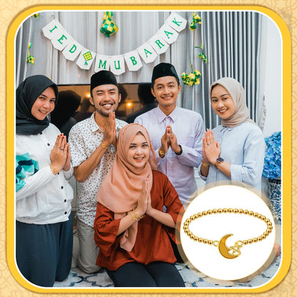 Huquary Eid Mubarak Adjustable Bracelet Gift Bulk Muslim Islamic Ramadan Eid al Fitr Bracelet Islam Tasbih Allah Party Favors