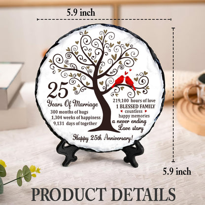 25th Wedding Anniversary Slate Sign – Silver Anniversary Wedding Gifts for Parents, Grandparents or Couple – Elegant 5.9 Inches Plaque – 25 Years of Marriage Celebration Decoration