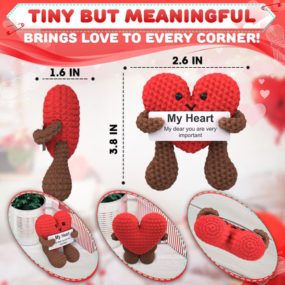 Reluen Heart Plush Gift for Her, Him - Mom Day Gifts Crochet Plushies Stuffed Hearts for Wife | Crochet Heart Soft Knitted Encouragement Support Keepsake for Girlfriends, Mother, Wife