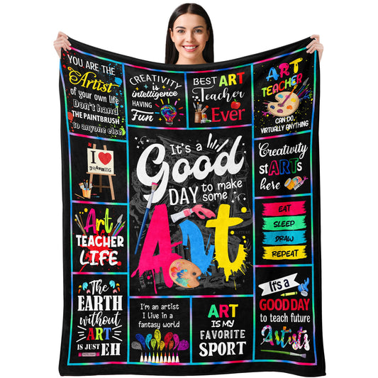 Best Gifts for Artists, Art Teacher Gifts, Art Teacher Appreciation Gifts, Art Gifts for Women, Men, Birthday Gift for Art Lovers, Artist Gifts for Christmas-Soft Fannel Throw Blanket 50"x60"