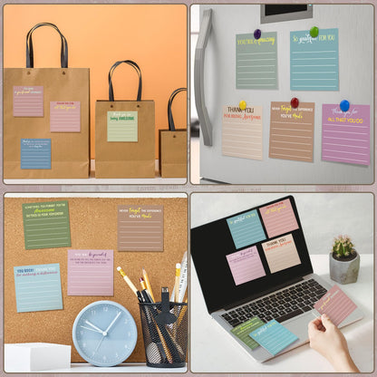 Yinder 24 Pcs Inspirational Sticky Notes - Employee Appreciation Thank You Gifts Bulk, 3x3 Mini Pocket Notepads for Teacher Office Staff End of Year Motivational Supplies (Appreciation,Morandi)