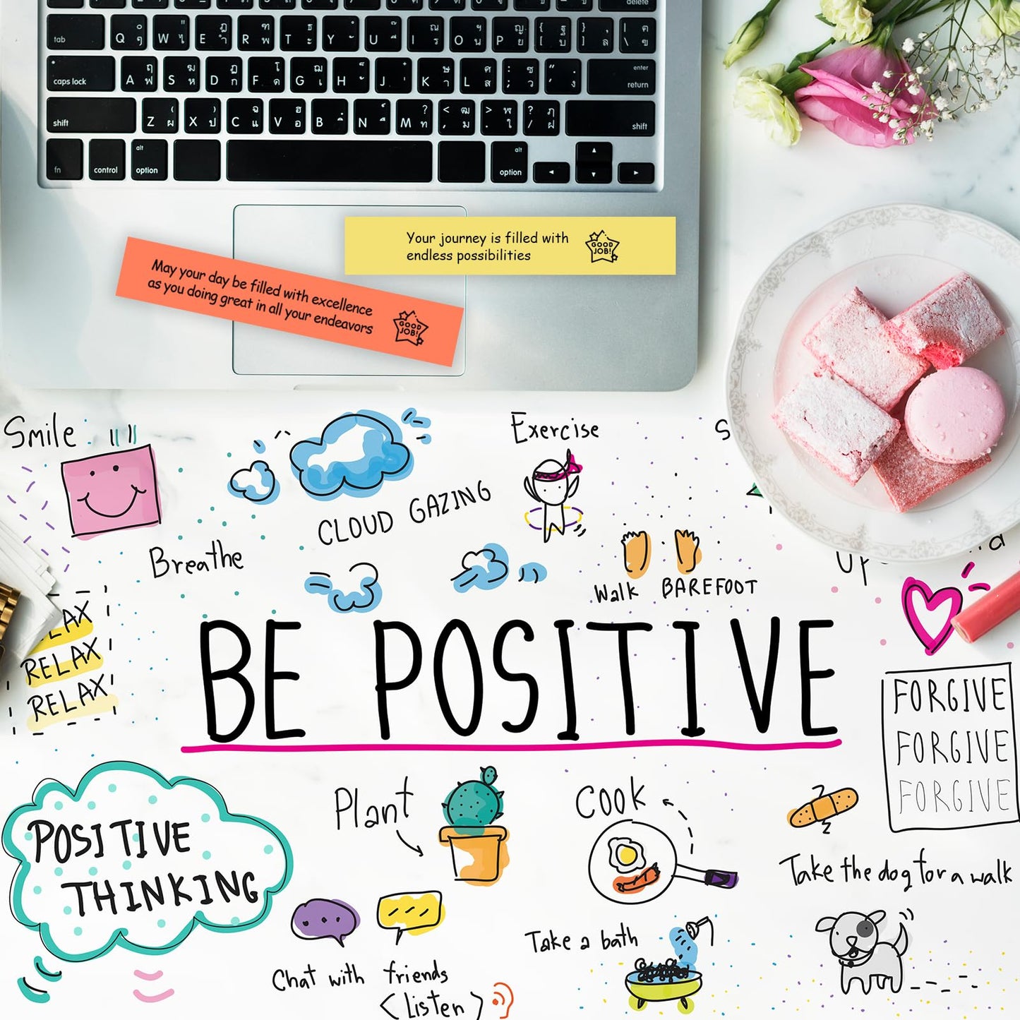 HIONXMGA Positive Messages in a Bottle (60+ Positive Affirmations), Self Care Gifts for Women Men, Daily Positivity Self Care Kit with Pre-Written Inspirational Messages for Relaxation Mindful Calm