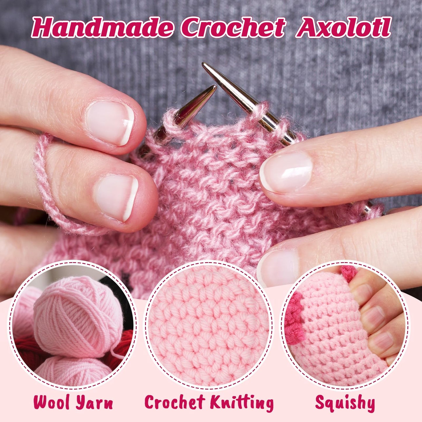 Daughter Gifts from Mom on Mothers Day, Handmade Crochet Axolotl Plush with I Love You Sign, Teen Girl Trendy Stuff, Birthday Christmas Valentines Easter Basket Stuffers for Tweens Kid