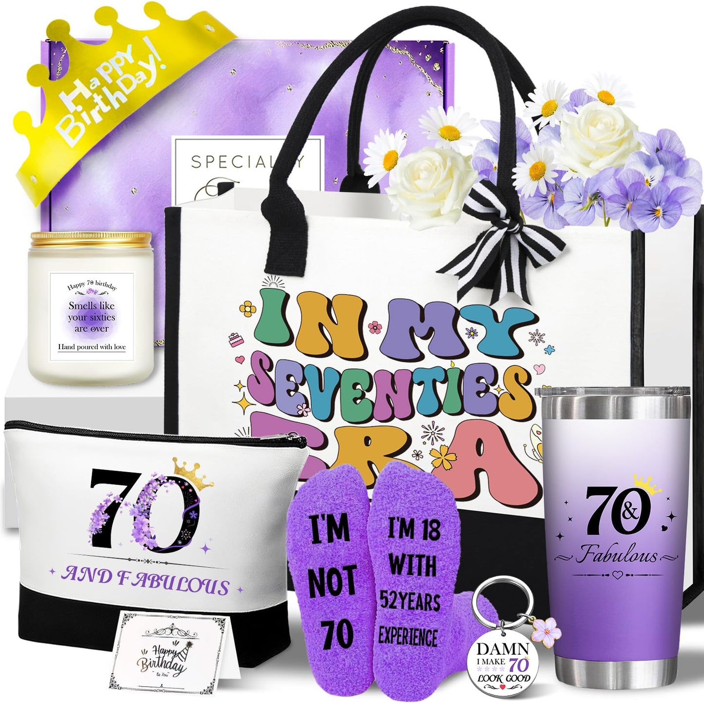 Birthday Gifts for Women, Birthday Gifts Basket for Her, Fabulous Canvas Tote Bag Set, Gift for Mom Sister Friend